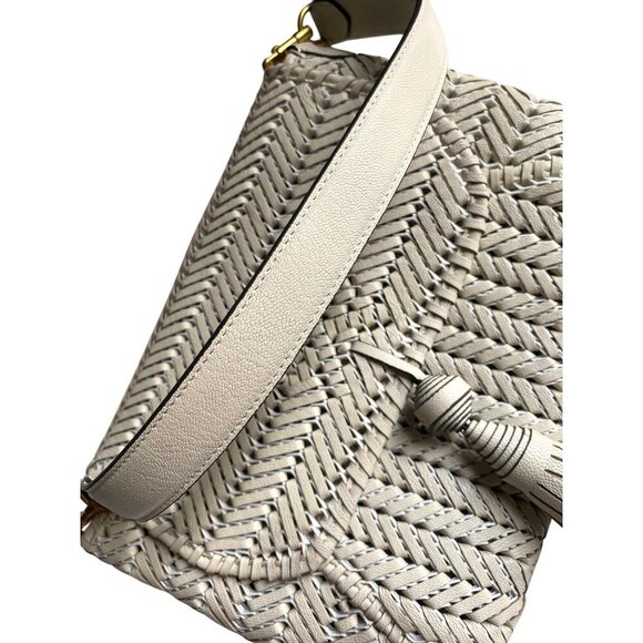 Anya Hindmarch Neeson Tassel Shoulder Bag Capra Leather Chalk White - Picture 10 of 13